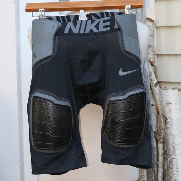 Nike Pro Hyperstrong Black Grey Football Compression Shirt w Pads Sz MEDIUM - Picture 10 of 12